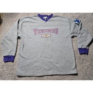 Minnesota Vikings Vintage Y2K Sweatshirt NFL Gray Purple Size XL Stitched